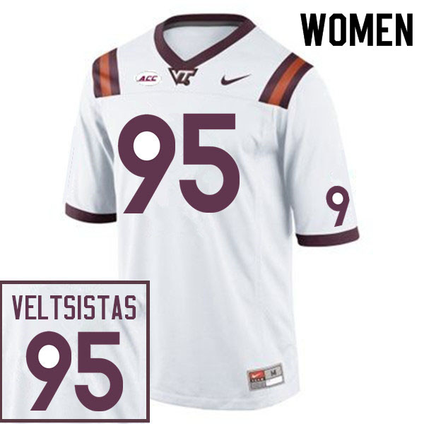 Women #95 Nick Veltsistas Virginia Tech Hokies College Football Jerseys Sale-White